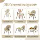 JOYMOR 7 in 1 High Chair for Babies and Toddlers, Convertible Kids Learning Table and Chair with Large Baske for Storage (Beige)