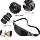 Vintage Genuine Leather Fanny Pack Small Waist Bag Travel Sling Pouch with Adjustable Leather Belt Black