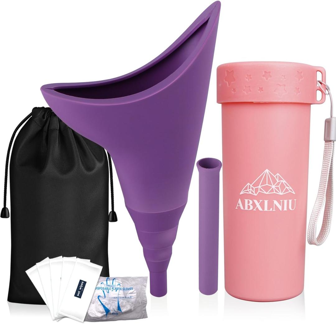 Female Urination Device for Women, Portable Female Urinals Pee Funnel Cup - Standing Up to She Pee Anywhere,Camping/Hiking Gear Gifts for Women (Purple)