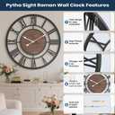 Pytha Sight Large Wall Clock for Lving Room,16 Inch Modern Industrial Decorative Metal Silent Battery Operated Big Arabic Numerals Wall Clocks for Bedroom,Kitchen,Dining Room,Office,Kitchen