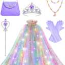 Light Up Princess Dress Up for Girls 3 4 5 6, Toddlers Dress Up Clothes, Princess Toy for Kids Birthday Gift (Purple)
