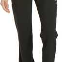 Cherokee Scrubs for Women Mid Rise Straight Leg Scrub Pants For Women Pull-on Bottoms with 6 Pockets & 360 Stretch - CK002 (Large, Black)