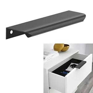 FILTA 10 Pack Matte Black 5 Inch(128mm) Hole Center Kitchen Cabinet Handles, 5.9 Inch(150mm) Overall Length Edge Finger Tab Pull for cabinets Kitchen Concealed Drawer pulls