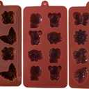 3 x Silicone Molds Non-stick Chocolate Candy Mold,Soap Molds,Silicone Baking mold Making Kit, Set of 3 Forest Theme with Different Shapes Animals,Lovely & Fun for Kids