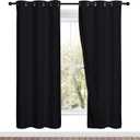 NICETOWN 100% Blackout Window Curtain Panels, Full Light Blocking Drapes with Black Liner for Nursery, 72 inches Drop Thermal Bedroom Drapes and Curtains (Black, 2 Pieces, 42 inches Wide Per Panel)