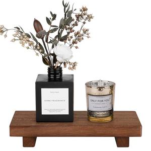 zoocatia Small Wood Tray Pedestal Stand Farmhouse Bathroom Decor Decorative Wooden Riser Kitchen Soap Dish Holder for Vanity, Counter, Sink, Walnut