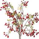 GXJZY2676 2Pack 27.56Inches Red Leaves Branch Artificial Pip Berry Stems,Spray Picks Handmade Leaves Branch Picks for Christmas Holiday Decor Table Home Wedding (Red)