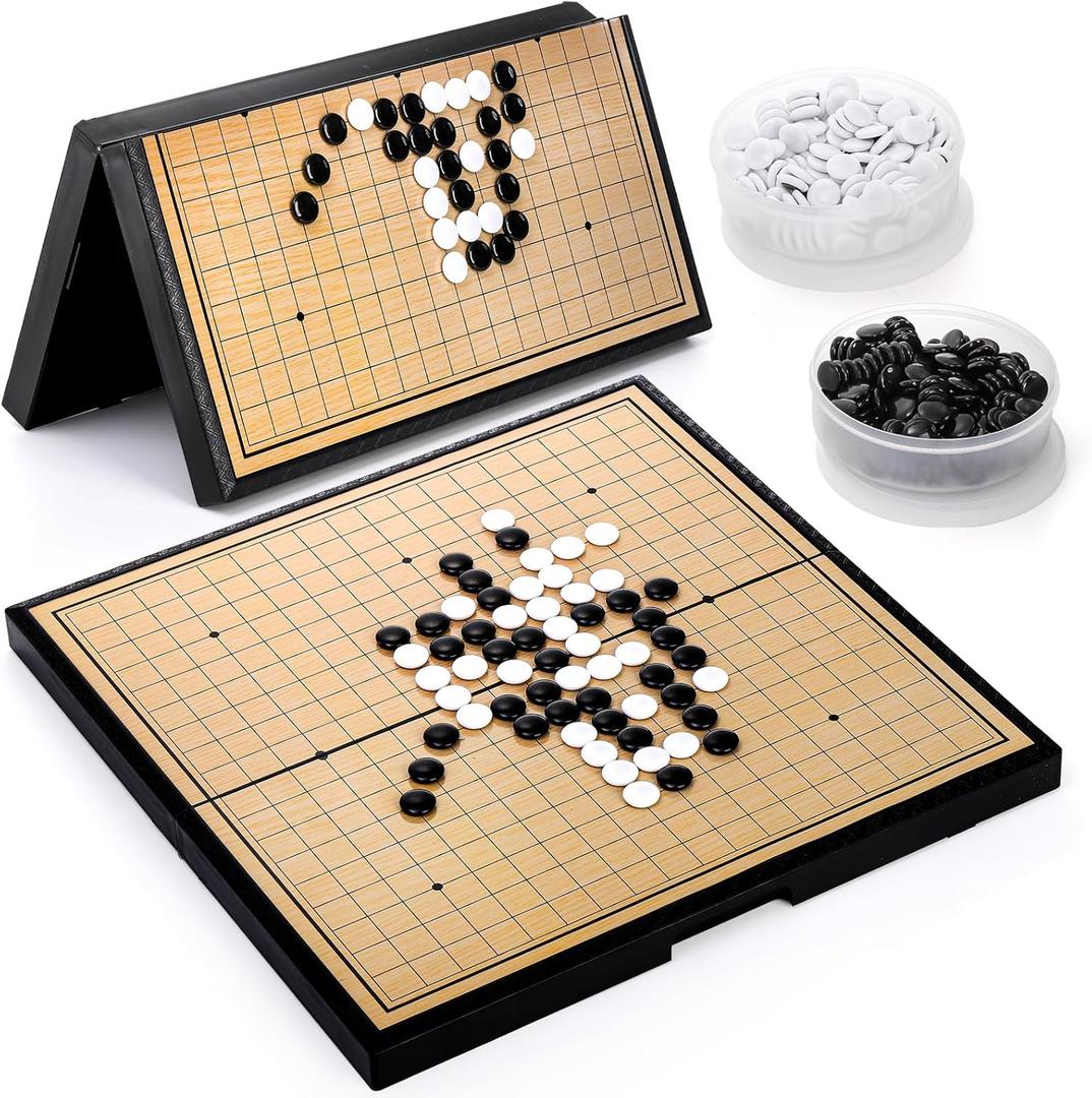 Yarlung Go Game Set, Magnetic Go Stones with 14.6 Inch Foldable 19x19 Game Board, Wei Qi Tabletop Strategy Game for 2 Players, Teens Adults