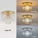 12.6" Gold Crystal Modern Crystal Ceiling Light Fixture, 2-Tier Luxury K9 Crystal, for Dining Room, Kitchen, Island, Living Room, Bedroom