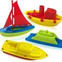 ArtCreativity Toy Boats for Water Play, (4 Pack), Pool Toys for Toddlers 3-5, Floating Toddler Pool Toys, Plastic Sailing Toy Boats for Bathtub, Summer Beach Toys, Cute Party Favors for Boys & Girls