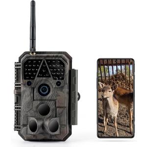 Meidase P100 WiFi Trail Camera (Non-Cellular), Bluetooth, 64MP 1296p HD Video, 0.1s Fast Trigger, 100ft No-Glow Night Vision, Motion Activated, IP66 Waterproof, Hunting, Wildlife & Yard Game Camera