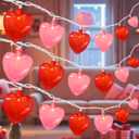 20 LED Pink Red Heart String Lights, 12Ft Valentine's Day Decorations Lights Outdoor Waterproof with 20 LED Red and Pink Heart Light for Home Fireplace Door Windows Fence Party Valentines Day Decor