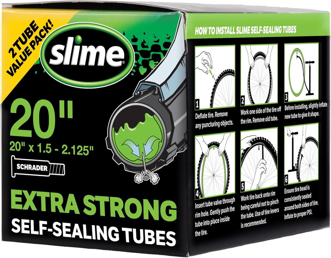 Slime Extra Strong Self-Sealing Inner Bike Tube for Bicycle Tires w/Slime Sealant Inside & Fibro-Seal Technology