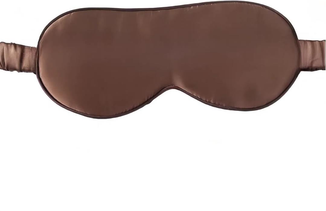 100% Nature Double-Sided Mulberry Silk Shading Eye Mask with Silk Strap, Coffee