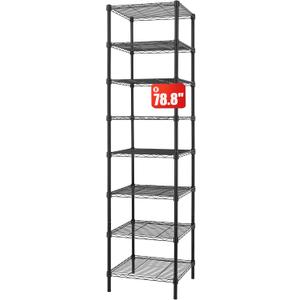 Finnhomy Heavy Duty 8 Tier Wire Shelving, 18x18x78.8 inches 8 Shelves Storage Rack with Thicken Steel Tube, Pantry Shelves for Storage, Adjustable Metal Shelving Unit, NSF Certified, Black