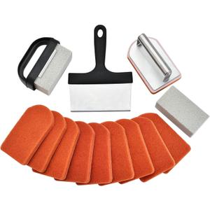Griddle Cleaning Kit for Blackstone 15 Pieces - Heavy Duty Grill Cleaner Kit with Grill Stone, Griddle Scraper, & Griddle Brush with Stainless Steel Handle Easy to Use Flat Top Cleaning Kit