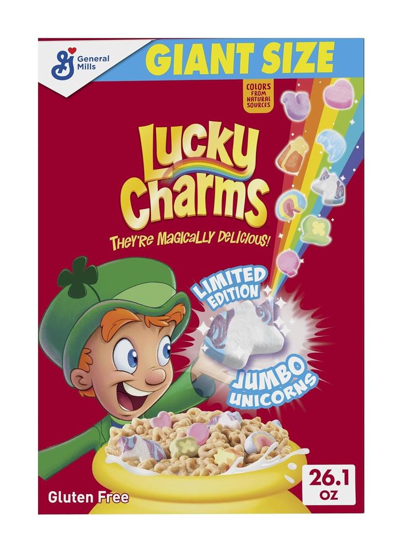 Lucky Charms Gluten Free Cereal with Marshmallows, Giant Size, 26.1 oz (EXP 08/10/25)