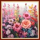 Foxdiviy Stamped Cross Stitch Kits - 11CT Embroidery Patterns - Colorful Flowers - 18x18 inch - Suitable for All Ages