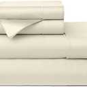 Cosy House Collection 100% Rayon Derived from Bamboo Bed Sheet Set - Cooling, Breathable, Silky Soft 4-Piece Deep Pocket Bedding Set (California King, Cream)