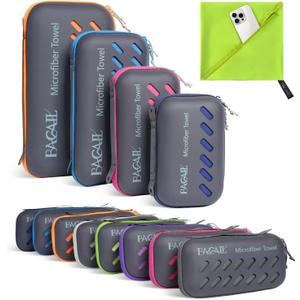 2 x BAGAIL Camping Towel with EVA Case, Compact & Ultra Soft Microfiber Travel Towel - Super Absorbent & Lightweight Quick Dry Towels for Sports, Beach, Gym, Backpacking, Hiking and Yoga (S - 20" x 40", Green)