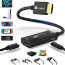 Guermok AR Glasses HDMI to USB-C Display Adapter, 4K@60Hz Play and Charge XR Converter with DC 5V, for XREAL One/Air 2 Pro/RayNeo/Rokid, Switch 2/1, Xbox1, PS4/5, Portable Monitors (Black)