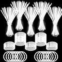 500 PCS White Glow Stick Bracelets Necklaces 8" Glowsticks with Connectors Bulk Glow in The Dark Party Supplies Light Up Neon Party Favor for Christmas NewYear Valentines Day Wedding