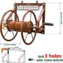 Garden Hose Reel Wall Mounted,Heavy Duty Metal Holds 155ft 5/8" Hose | Space-saving wall mount for outside, lawn, yard. Brass connector-no leaks, sturdy steel, rust-resistant, easy roll & install