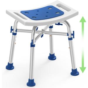 FSA/HSA Eligible Heavy Duty Shower Stool 500lb with Reinforced Crossing Bar, Height Adjustable Padded Shower Chair for Inside Shower, Tool Free Assembly Shower Seats for Adults