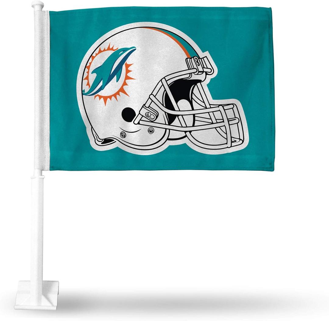 Rico Industries NFL Double Sided Car Flag - 16" x 19" - Strong Pole That Hooks onto Car/Truck/Automobile