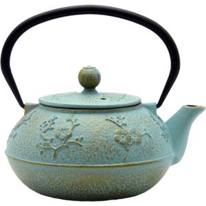 30.4oz Small Cast Iron Tea Kettle,SECHUDO Tea Pot Coated with Enameled Interior for Loose Tea, Cute Cast Iron Teapot with Stainless Steel Infuser for Stovetop Safe (900ml)