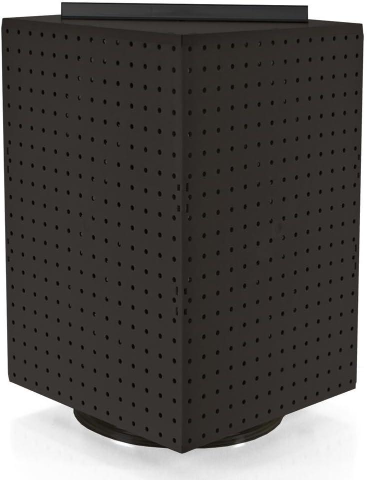Azar Displays 701414-BLK Rotating Stand, Peg Display Carousel, Four Sided Rack for Jewelry, Accessories, or Crafts, Revolving Displays for Retail, Pegboard Organizer, Black, 14"x14"x20"