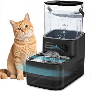 3L Filterless Cat Water Fountain, Wireless Motion Sensor Fountain with 4000mAh Battery, Stainless Steel Cat Bowls, Separate Water Tanks, Quiet Black