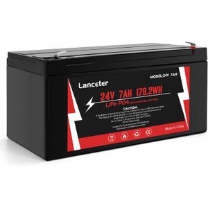 24V 7Ah/20hr LiFePO4 Lithium Battery for 24 Volt Power Wheels UTV Ride On Cars & Toys, Replacement for 12FM7 Battery