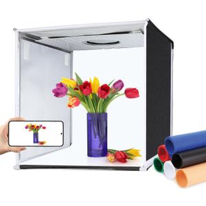 PULUZ Portable Light Box, 16"x16" Professional Dimmable Photo Box Photography with High CRI 144 LED Lights, Upgraded Lightbox with 6 Backdrops for Product Photography