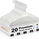 HOUSE DAY Ivory Plastic Hangers 20 Pack - Heavy Duty Non-Velvet Hangers with 360 Swivel Hook & Non Slip Notches - Slim Space Saving Clothes Hangers, Durable Closet Organizers for Coats Shirts Dresses