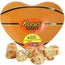 Valentine's Hershey's Heart Shaped Tin, Basketball Themed Container Filled with Miniature Reese Peanut Butter Cups, Gift Basket, Part Favors, & More, 3.7 Ounces, BBD: 01 Aug 2026