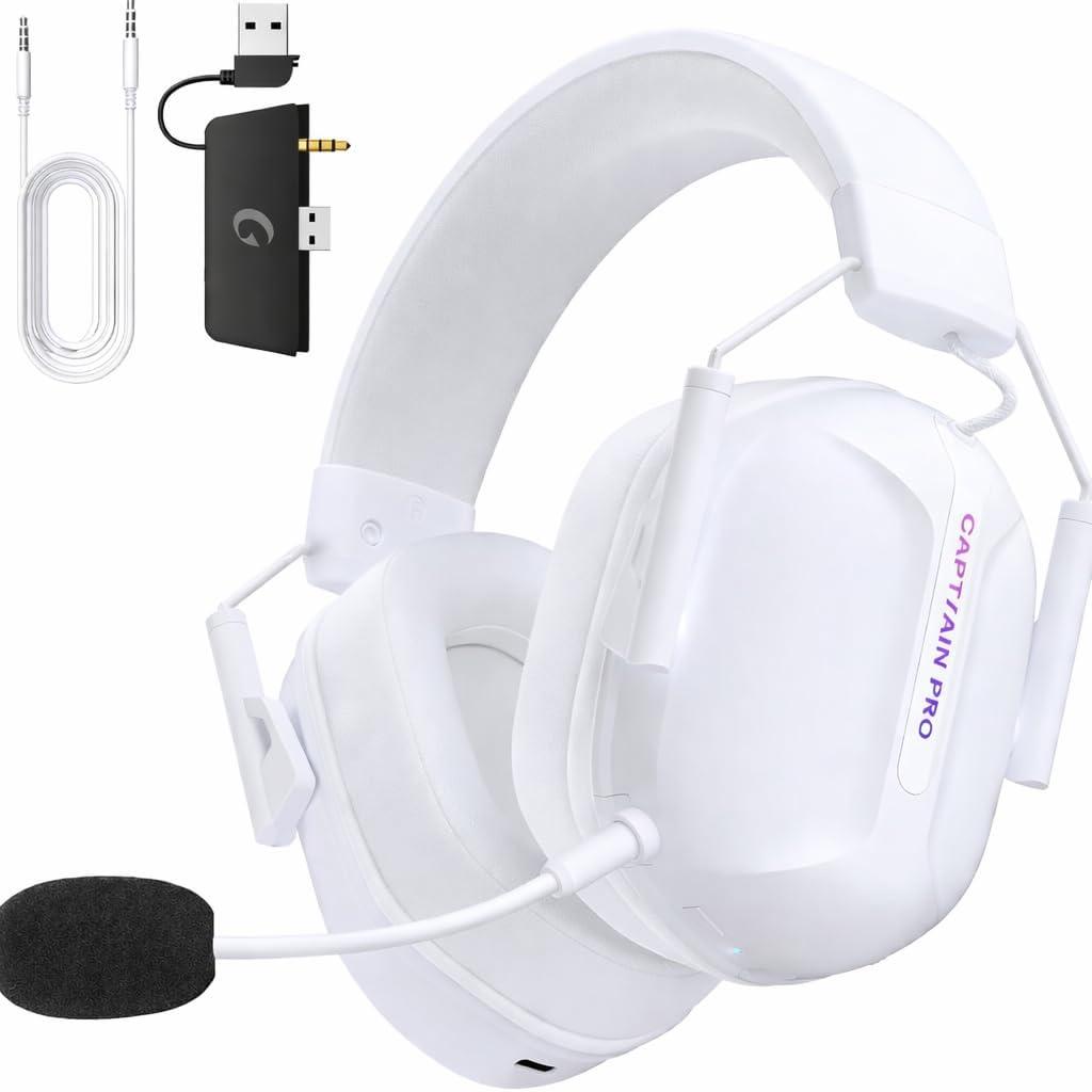 RYR Wireless Gaming Headset for Xbox Series X|S, Xbox One, PC, PS5/ 4, Mac, Mobile, Switch, 3D Surround Sound, Bluetooth 5.3, 60H Battery, Gaming Headphones with Detachable Noise Canceling Mic-White