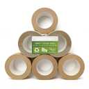 Eco-Friendly Brown Paper Packing Tape 66 Yards x 6 Rolls Recyclable Kraft Packaging Tape for Moving Shipping Mailing, Odorless and Quiet Box & Carton Sealing Packaging Supplies 2 Inch Width