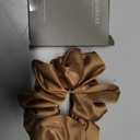 100% Mulberry Silk Scrunchies for Women, Oversized XL Hair Tie for Sleeping, Gentle No Damage Hair Accessory for All Hair Types, Soft Pure Silk Ponytail Holder (Camel)