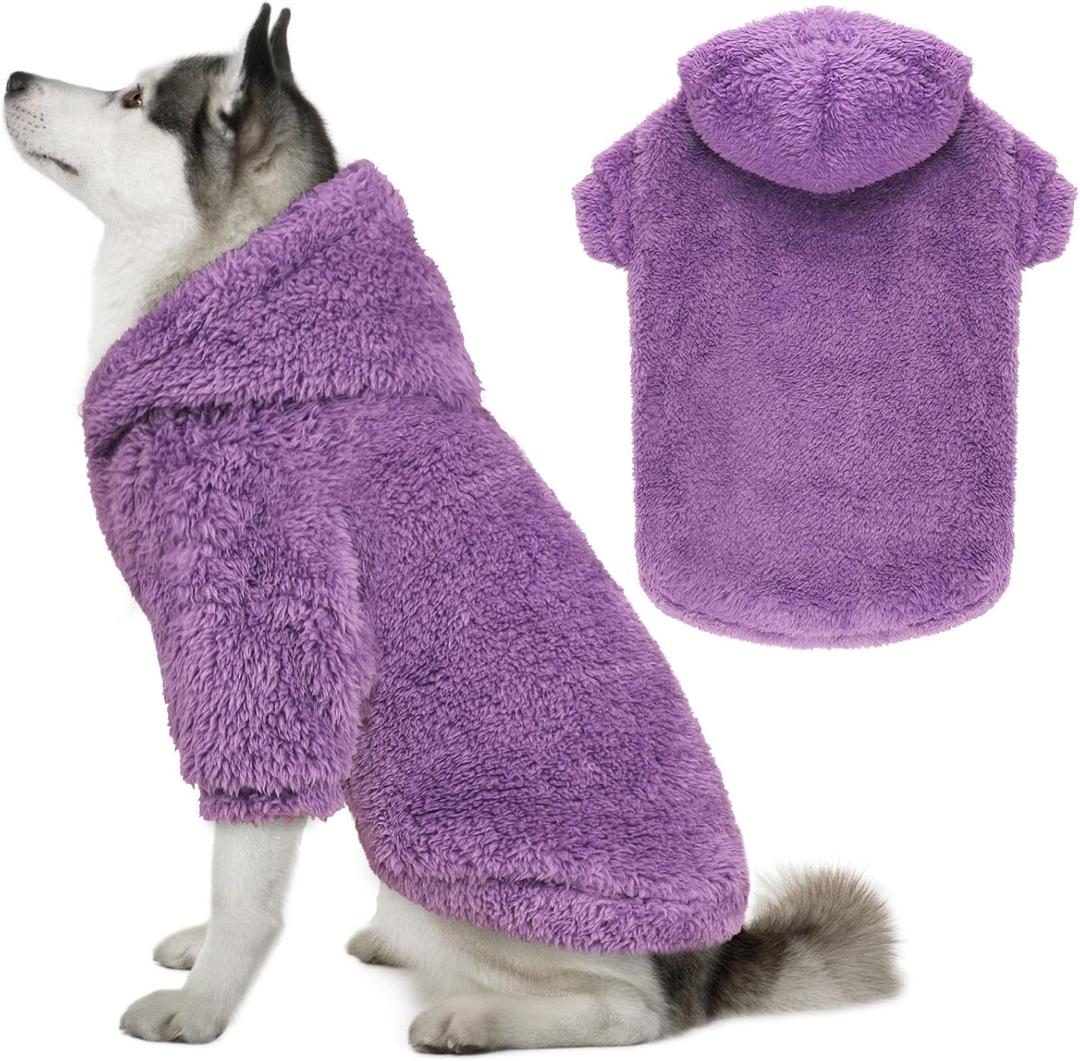 Fuzzy Dog Sweaters for Large Dogs Dog Hoodie, Size S, Purple