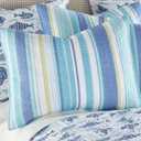Levtex Home Laida Beach Bedding Set - 3Piece, Blue, Cotton, King Quilt & 2 Shams, Reversible, Coastal Stripe, Tropical Fish