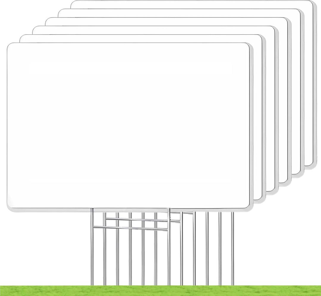 Blank Yard Signs with Stakes, GRS Certified 6 Pack 17x12 Inches Corrugated Plastic Lawn Signs Sheets, Double Sided Custom Sign for Home Front Door Outdoor, for Sale, Garage Sale, Yard Sale