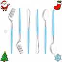 WELLIFE 144Pcs Blue Plastic Silverware, Heavy Duty Plastic Flatware with Blue Handle, Includes 48 Forks,48 Knives,48 Spoons for Party