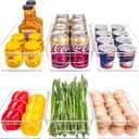 HOMER Set of 6 Refrigerator Organizer Bins, Pantry Organization and Storage Bins, Fridge Organizers with Cutout Handles, Clear Plastic Storage Bins for Pantry - BPA Free Kitchen Organizers