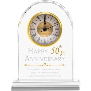 50th Wedding Anniversary Crystal Clock Gifts for Couple Parents, 50 Year Anniversary Wedding Gifts Quartz Clock Gifts for Husband Wife, 50th Wedding Anniversary Decorations