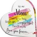 Mom Birthday Gifts from Daughter Son Heart-shape Plaque Acrylic Desk Decor Gifts for Mothers Day Christmas (Mom)