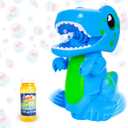 Bump N Go Dino - Moving Bubble Blower for Kids, Lights and Sounds Dinosaur Bubbler, Spins and Moves, Outside Toy, Automatic Bubble Machine, 4oz Bubble Solution Included, Blue
