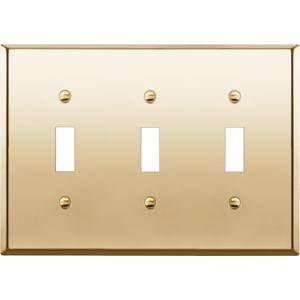 ENERLITES Toggle Light Switch Metal Wall Plate, Stainless Steel 201, Corrosion Resistant, Size 3-Gang 4.50" x 6.38", 7713-PB, Polished Brass, Gold