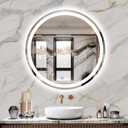 24" LED Bathroom Mirror Round Vanity Mirror, Anti-Fog, Dimmable, 3 Color Temperature, Memory Function Led Wall Mirror for Bathroom, Vanity, Shaving (Vertical/Horizontal)