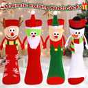 4 Pairs Funny Christmas Socks, Magnetic Hand Holding Socks, Christmas Stocking Stuffers for Women Men Couples, White Elephant Exchange Gifts, Xmas Secret Santa Gag Gifts